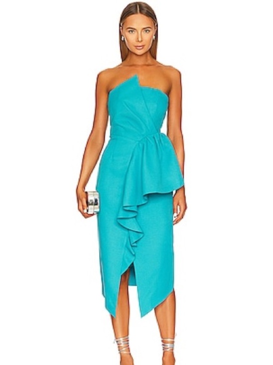 Elliatt Dresses & Skirts - NWT Elliatt Sz L Reception Turquoie Blue Strapless Wedding Midi Dress